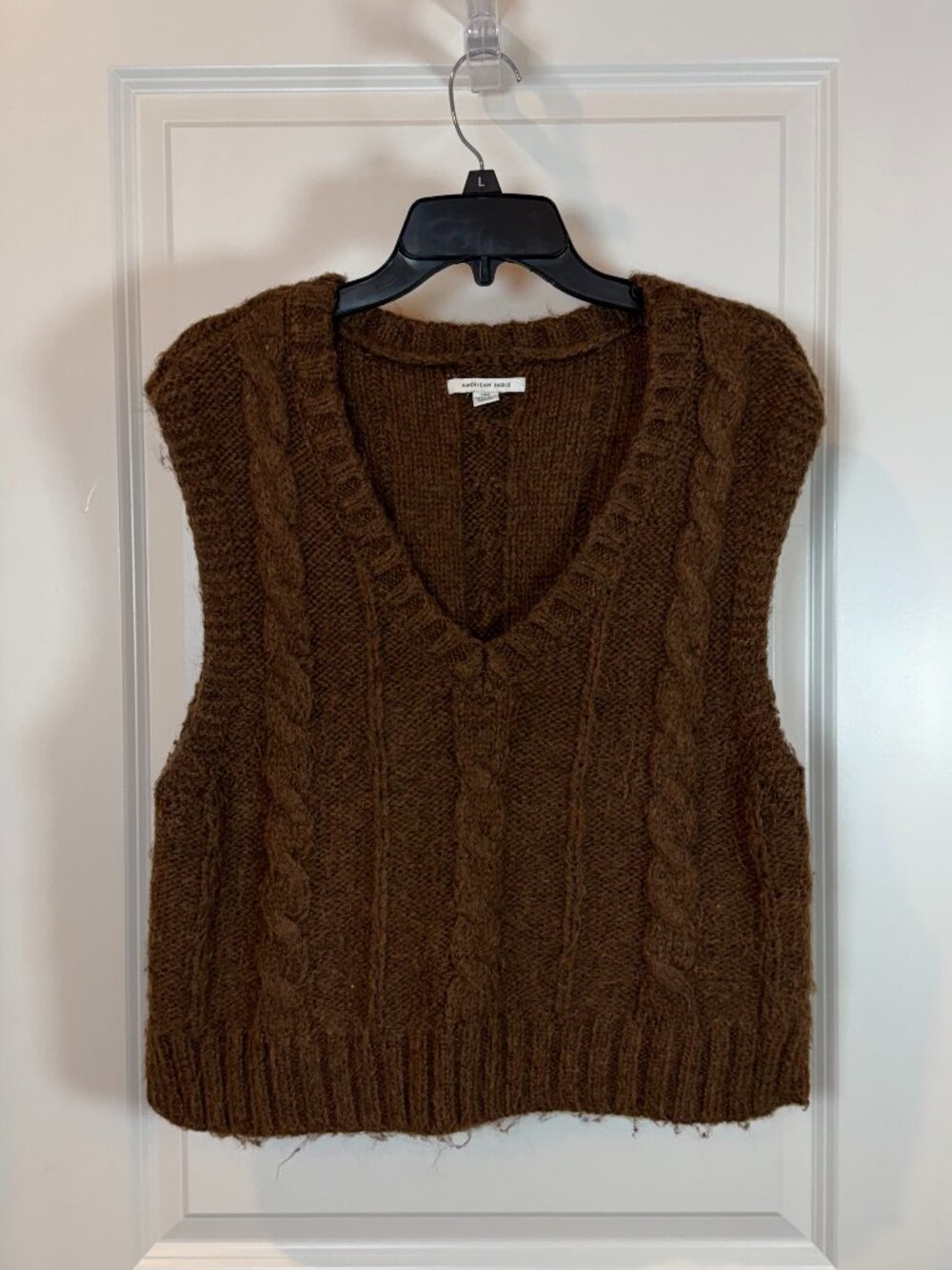 American Eagle Brown V-neck Vest